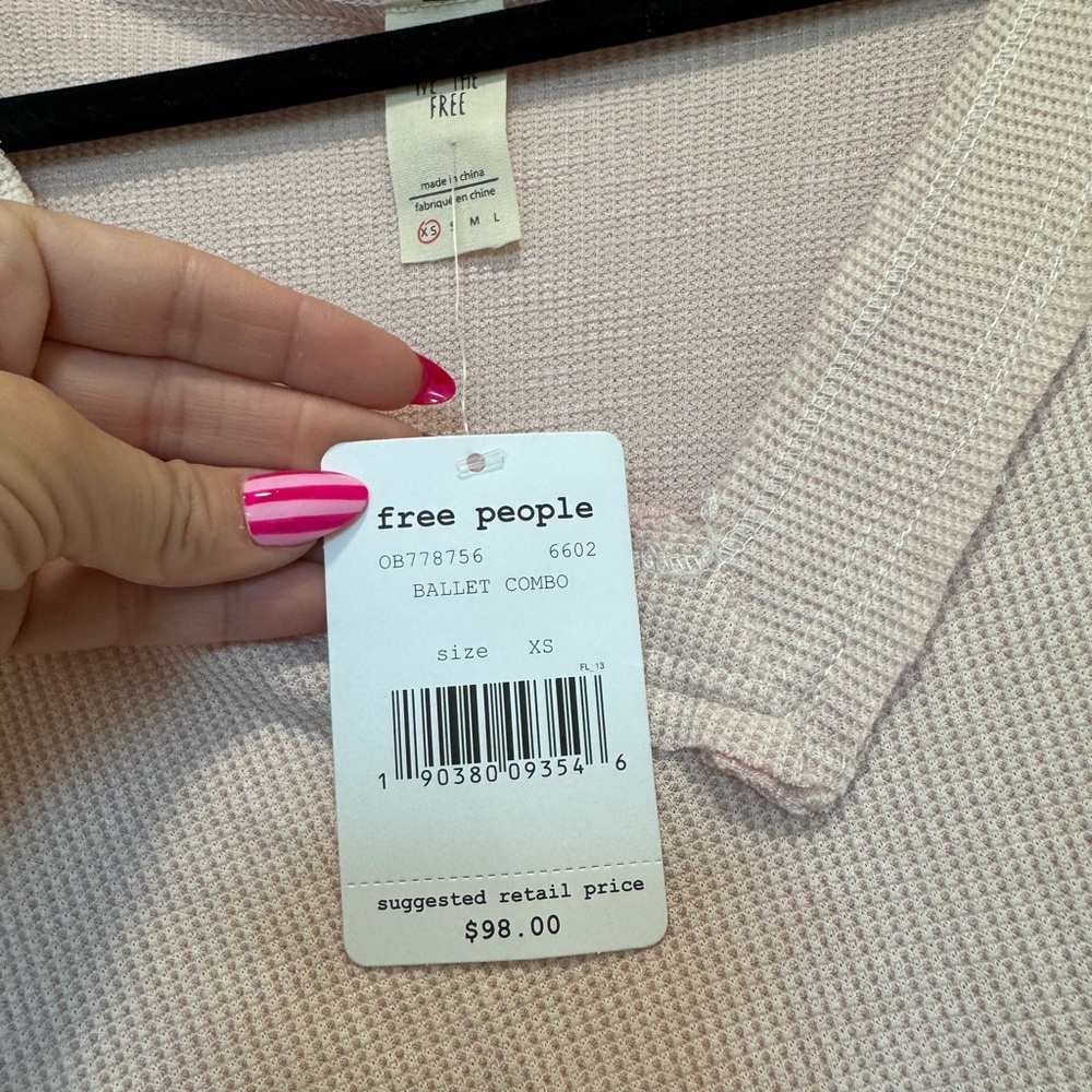 Free People Pink Waffle Knit Top